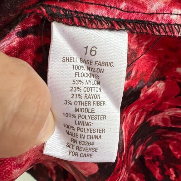 Carmen Marc Valvo Sleeveless Red Rose/Polka Dot Black Tulle Overlay Dress sz 16 - Picture 13 of 14